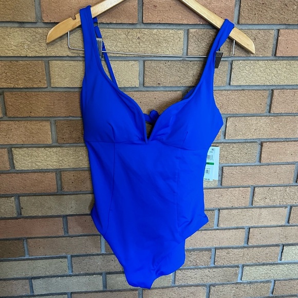 NWT BECCA Women's Color Code V-Wire One-Piece Swimsuit Ultra Marine Blue Large - Picture 3 of 7